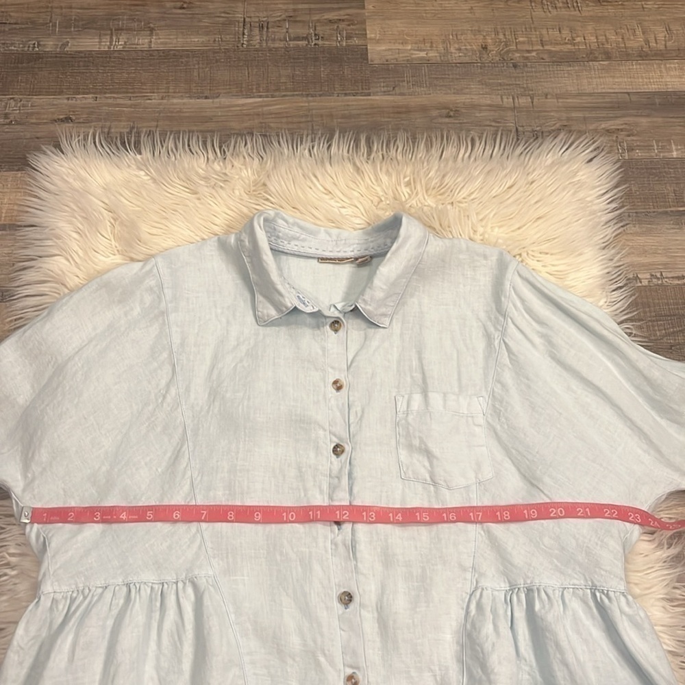 Anthropologie Holding Horses linen button front top light blue S - Picture 8 of 9